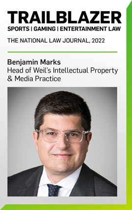 Benjamin Marks Named a Sports/Gaming/Entertainment Law Trailblazer by the National Law Journal