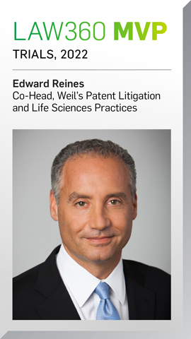 Edward Reines named a Law360 Trials MVP for 2022