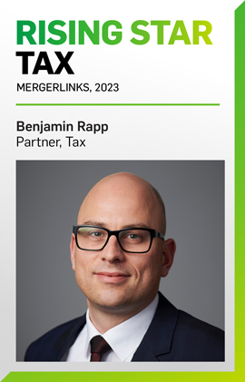 Benjamin Rapp Named a 2023 EMEA Rising Star for Tax by MergerLinks