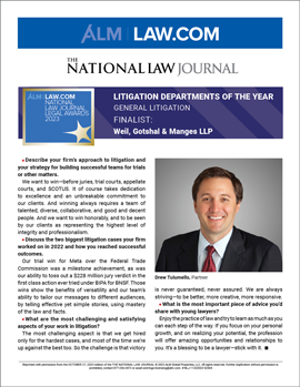 National Law Journal Litigation Departments of the Year