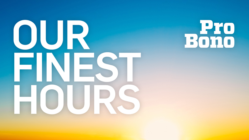 Graphic with sun setting in background and "Our Finest Hours" written on top of image Graphic with sun setting in background and "Our Finest Hours" written on top of image