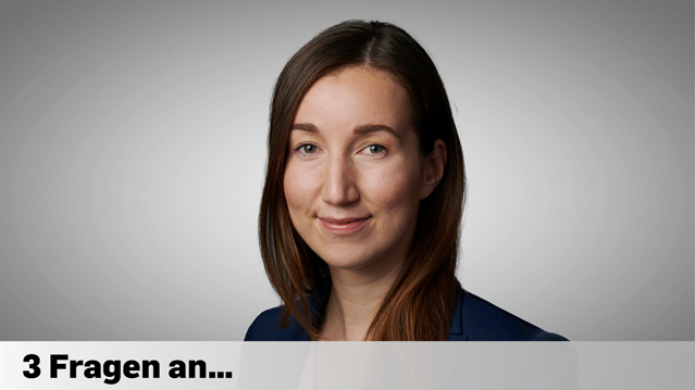 Image of Weil associate Amelie with "3 Fragen an..." text 