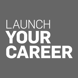 Launch Your Career text on gray background