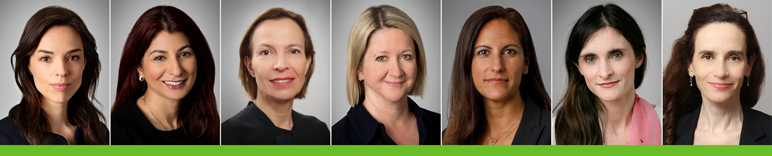 Headshots of Lois Deasey, Reena Gogna, Emmanuelle Henry, Jacky Kelly, Ramona Nee, Anne-Sophie Noury, Agathe Soilleux