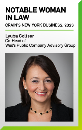 Lyuba Goltser Named Among Notable Women in Law by Crain’s New York Business in 2023