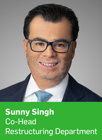 Headshot of Sunny Singh, Co-Head of the Restructuring Department Headshot of Sunny Singh, Co-Head of the Restructuring Department