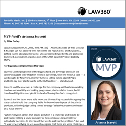 Image of Arianna Scavetti's Law360 MVP reprint