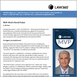 David Yohai Named a 2025 Media & Entertainment MVP by Law360