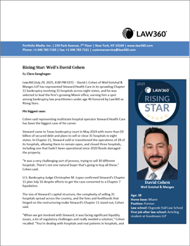 View David’s Rising Star profile in Law360.