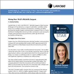 Michelle Sargent Named 2025 Mergers & Acquisitions Rising Star by Law360