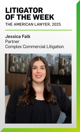 Jessica Falk Named “Litigator of the Week” by The American Lawyer Jessica Falk Named “Litigator of the Week” by The American Lawyer