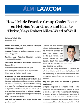 Read Robert’s full Q&A with Law.com.