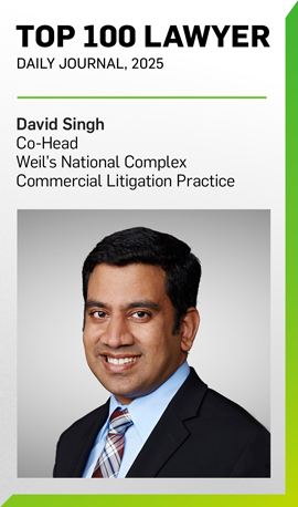 David Singh Named Among Top 100 Lawyers for 2025 by Daily Journal