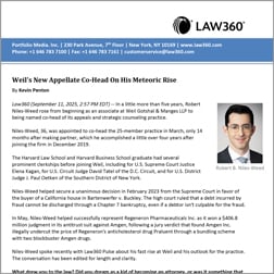 Robert Niles-Weed’s “Meteoric Rise” to Practice Co-Head Featured by Law360