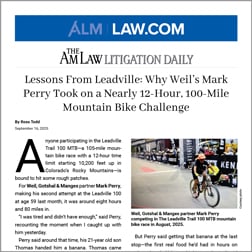 Weil Partner Mark Perry Finishes Leadville 100 Mountain Bike Race: The AmLaw Litigation Daily