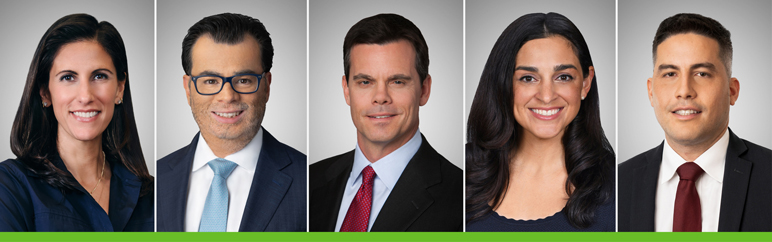 Headshots of Weil attorneys Ramona Nee, Sunny Singh, Kyle Krpata, Vynessa Nemunaitis and Alejandro Bascoy, individually shortlisted at the IFLR Americas Awards 2026
