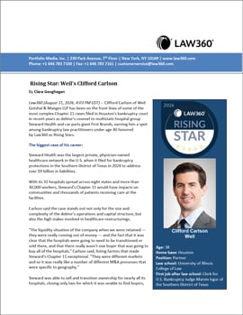 Law360 reprint: "Rising Star: Weil's Clifford Carlson" Law360 reprint: "Rising Star: Weil's Clifford Carlson"