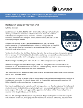 Law360 Honors Weil as a 2025 “Bankruptcy Group of the Year”