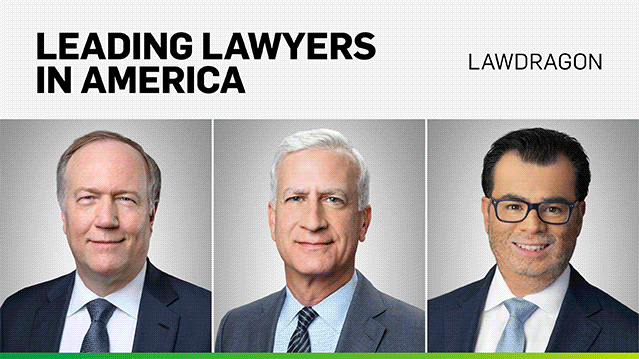 Lawdragon "Leading Lawyers in America" graphic with headshots of three attorneys