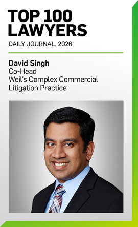 David Singh Named a 2026 Top 100 Lawyer and Distinguished Counsel by the Daily Journal 