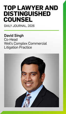 David Singh Named a 2026 Top 100 Lawyer and Distinguished Counsel by the Daily Journal 