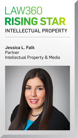 Law360 Rising Star Jessica Falk, Partner, Complex Commercial litigation and Intellectual Property & Media