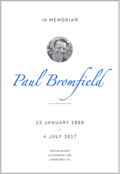 In Memoriam Paul Bromfield In Memoriam Paul Bromfield