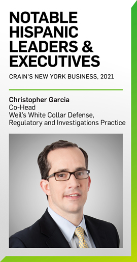 Christopher Garcia Named Notable Hispanic Leader by Crain’s in 2021 Christopher Garcia Named Notable Hispanic Leader by Crain’s in 2021
