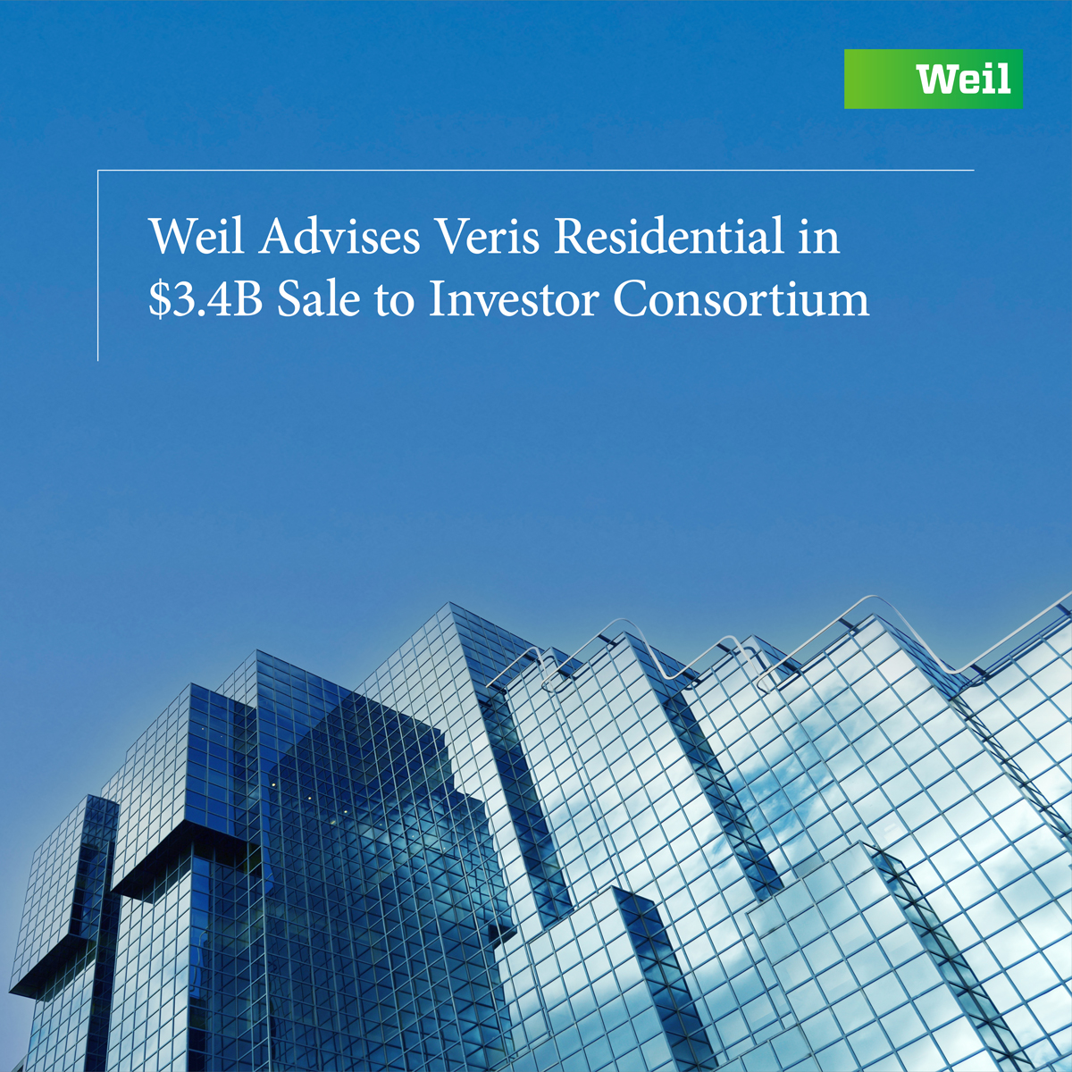 Weil Advises Veris Residential in $3.4B Sale to Investor