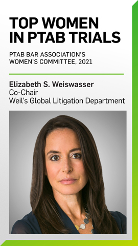 Elizabeth Weiswasser Named Among Top 50 Women in PTAB Trials for 2021 by PTAB Bar Association’s Women’s Committee
