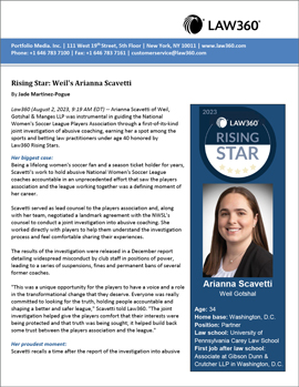 Arianna Scavetti Named 2023 Rising Star for Sports & Betting by Law360